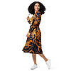 Long Sleeve Midi Dress Luxury LifeStyle Designer Print by Hazelglow