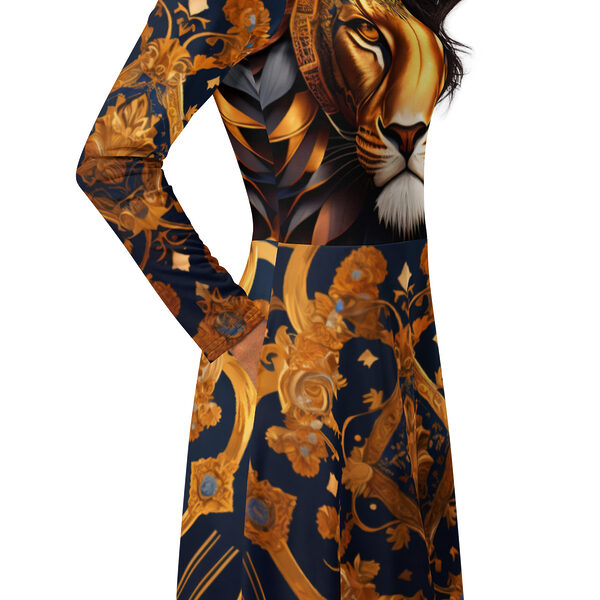 Long Sleeve Midi Dress Luxury LifeStyle Designer Print by Hazelglow