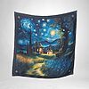 Luxury Designer Poly Silk Scarf | Soft & Lightweight Starry Night 07