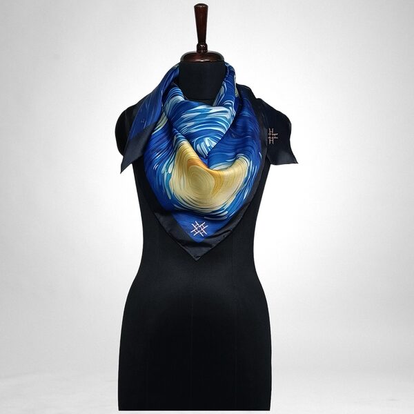 Luxury Designer Poly Silk Scarf | Soft & Lightweight Starry Night 01