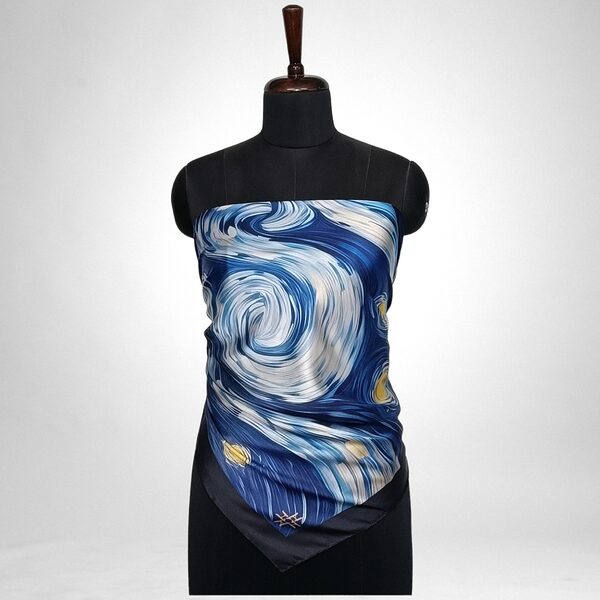 Luxury Designer Poly Silk Scarf | Soft & Lightweight Starry Night 08 | Hazelglow