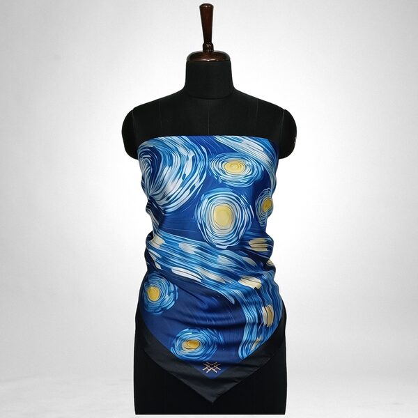 Luxury Designer Poly Silk Scarf | Soft & Lightweight | Starry Night Hazelglow 18