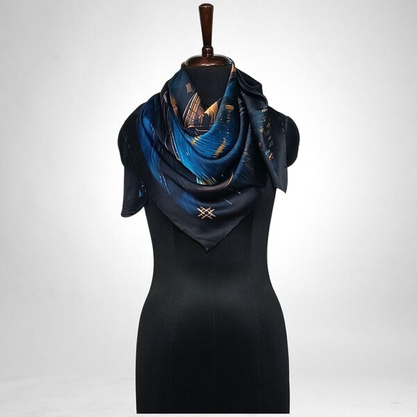Luxury Designer Poly Silk Scarf | Soft & Lightweight | Starry Night 21