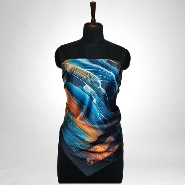 Luxury Designer Poly Silk Scarf | Soft & Lightweight Starry Night 02