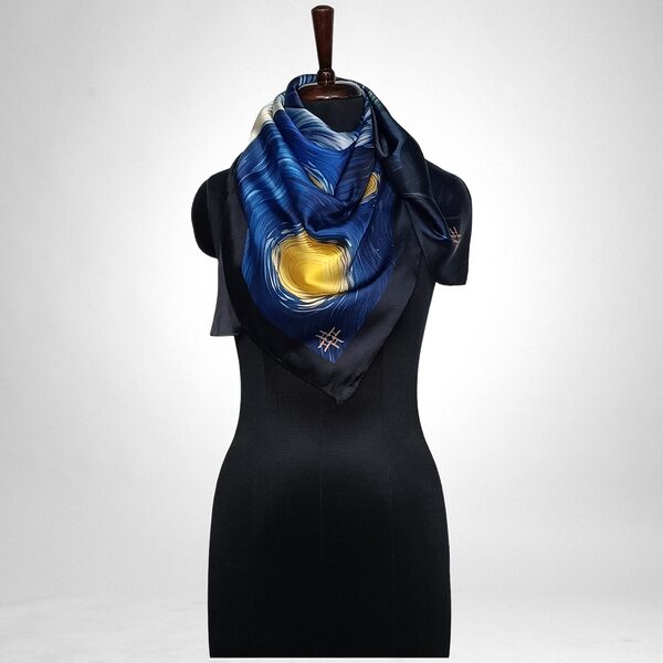 Luxury Designer Poly Silk Scarf | Soft & Lightweight Starry Night 08 | Hazelglow