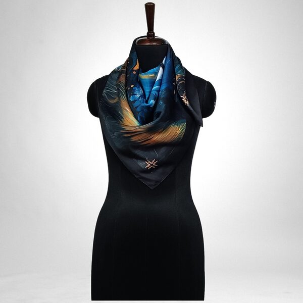 Luxury Designer Poly Silk Scarf | Soft & Lightweight | Starry Night 10