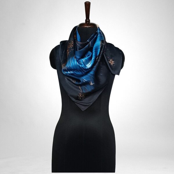 Luxury Designer Poly Silk Scarf | Soft & Lightweight Starry Night 13 | Hazelglow