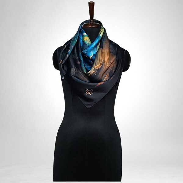 Luxury Designer Poly Silk Scarf | Soft & Lightweight Starry Night 17 Hazelglow
