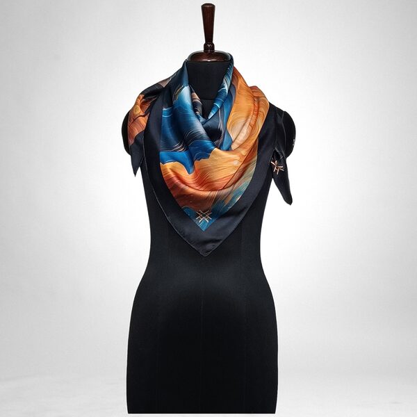 Luxury Designer Poly Silk Scarf | Soft & Lightweight Starry Night 02