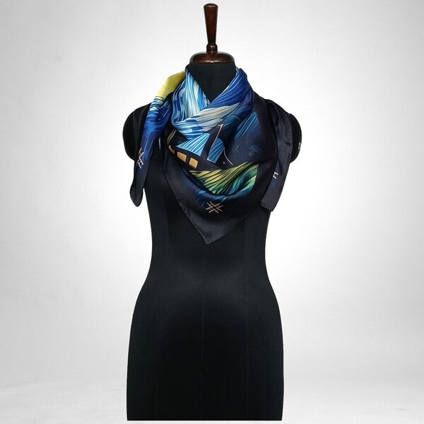 Luxury Designer Poly Silk Scarf | Soft & Lightweight Starry Night 04 Hazelglow
