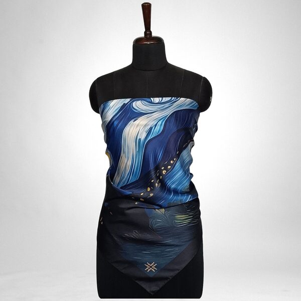 Luxury Designer Poly Silk Scarf | Soft & Lightweight Starry Night 08 | Hazelglow