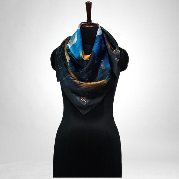 Luxury Designer Poly Silk Scarf | Soft & Lightweight | Starry Night 10