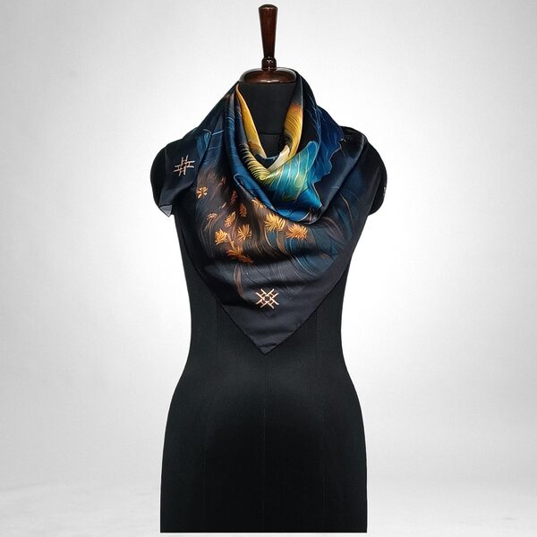 Luxury Designer Poly Silk Scarf | Soft & Lightweight Starry Night 14 Hazelglow