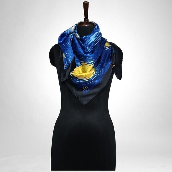 Luxury Designer Poly Silk Scarf | Soft & Lightweight Starry Night 15 | Hazelglow