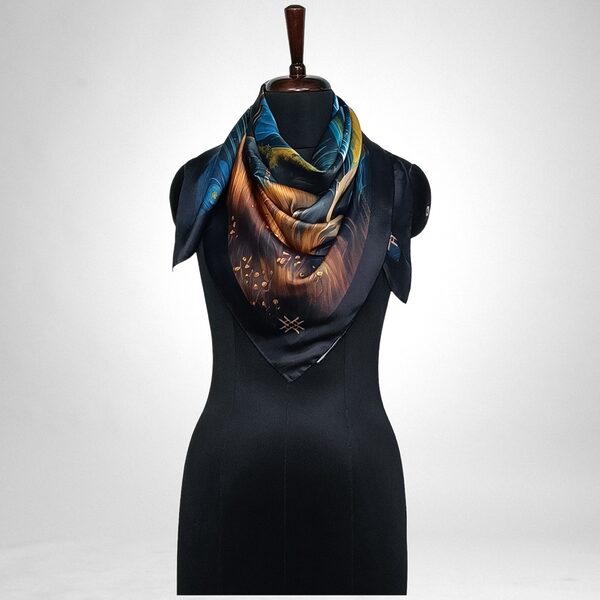 Luxury Designer Poly Silk Scarf | Soft & Lightweight Starry Night 16 Hazelglow