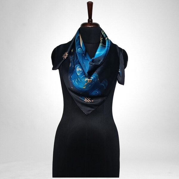 Luxury Designer Poly Silk Scarf | Soft & Lightweight Starry Night 17 Hazelglow