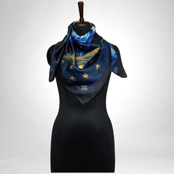 Luxury Designer Poly Silk Scarf | Soft & Lightweight | Starry Night Hazelglow 18