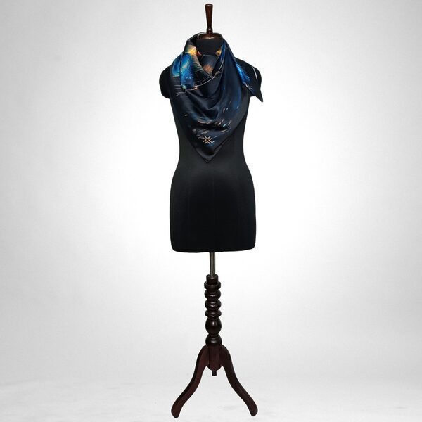 Luxury Designer Poly Silk Scarf | Soft & Lightweight | Starry Night 21