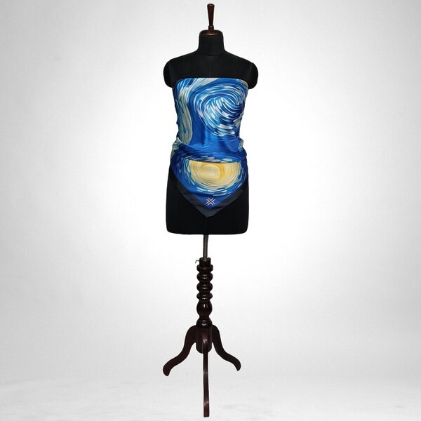Luxury Designer Poly Silk Scarf | Soft & Lightweight Starry Night 01