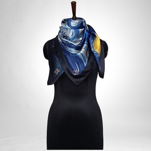 Luxury Designer Poly Silk Scarf | Soft & Lightweight Starry Night 08 | Hazelglow