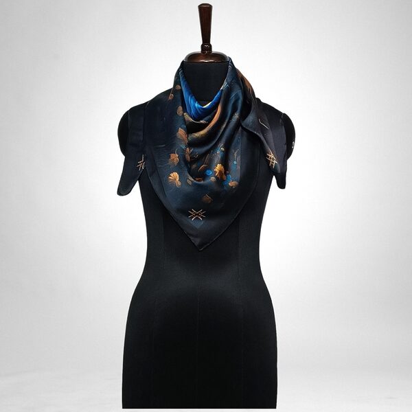 Luxury Designer Poly Silk Scarf | Soft & Lightweight Starry Night 12 | Hazelglow