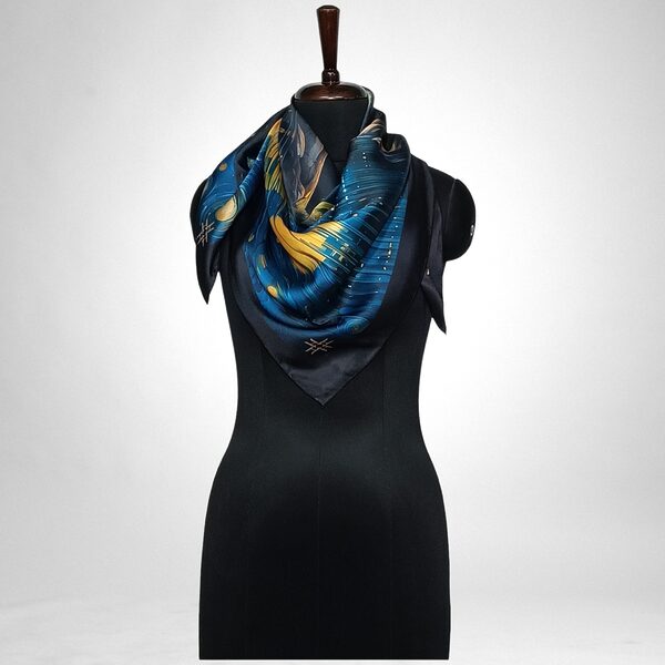 Luxury Designer Poly Silk Scarf | Soft & Lightweight Starry Night 16 Hazelglow