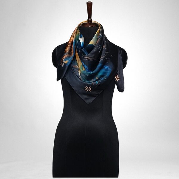 Luxury Designer Poly Silk Scarf | Soft & Lightweight Starry Night 17 Hazelglow