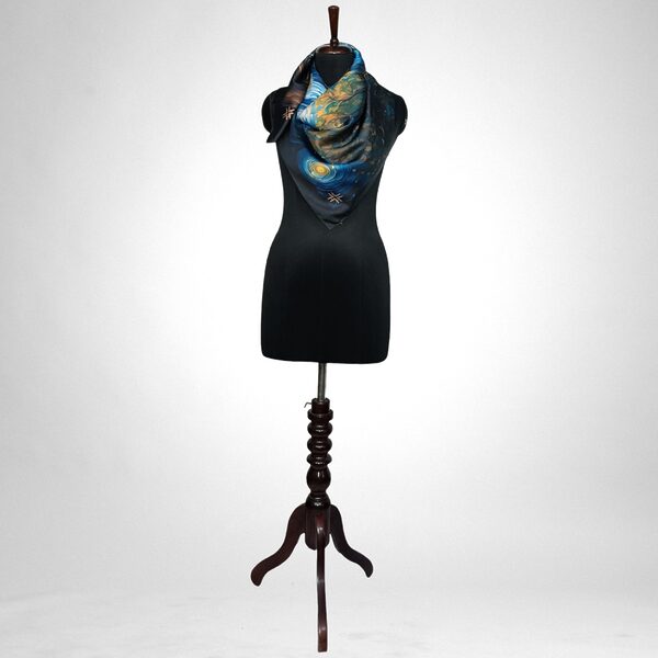 Luxury Designer Poly Silk Scarf | Soft & Lightweight | Starry Night Hazelglow 19