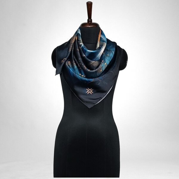 Luxury Designer Poly Silk Scarf | Soft & Lightweight Starry Night 02