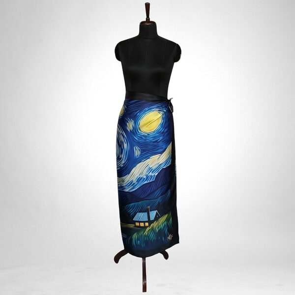 Luxury Designer Poly Silk Scarf | Soft & Lightweight Starry Night 04 Hazelglow