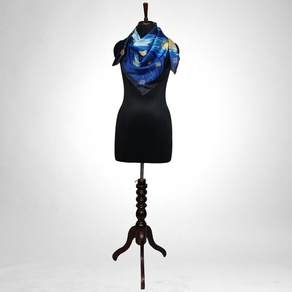 Luxury Designer Poly Silk Scarf | Soft & Lightweight Starry Night 01
