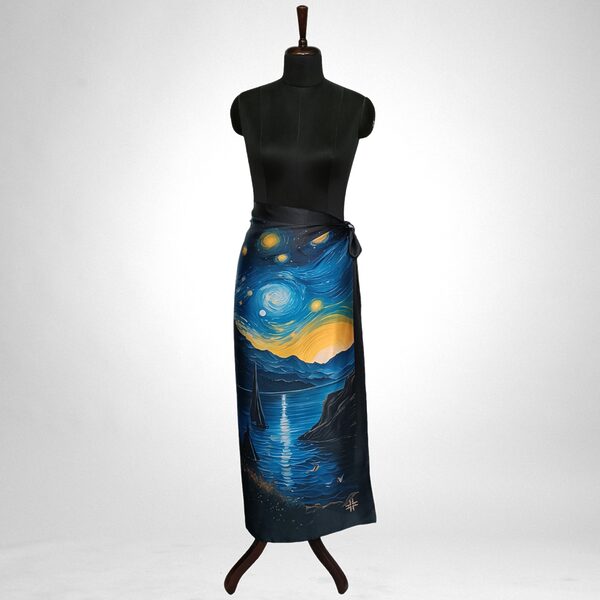 Luxury Designer Poly Silk Scarf | Soft & Lightweight Starry Night 13 | Hazelglow