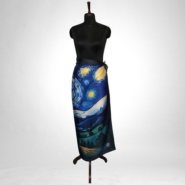 Luxury Designer Poly Silk Scarf | Soft & Lightweight | Starry Night Hazelglow 18
