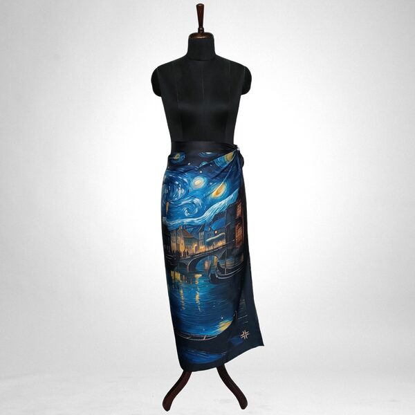 Luxury Designer Poly Silk Scarf | Soft & Lightweight | Starry Night 21