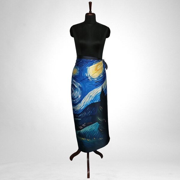 Luxury Designer Poly Silk Scarf | Soft & Lightweight Starry Night 01