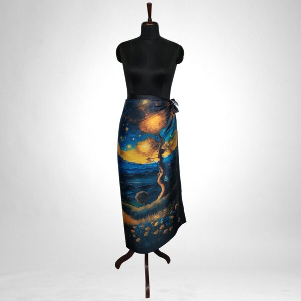 Luxury Designer Poly Silk Scarf | Soft & Lightweight Starry Night 12 | Hazelglow