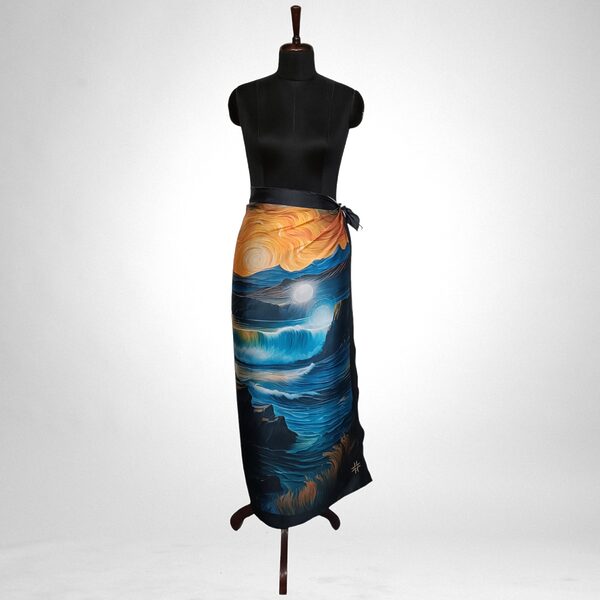 Luxury Designer Poly Silk Scarf | Soft & Lightweight Starry Night 02