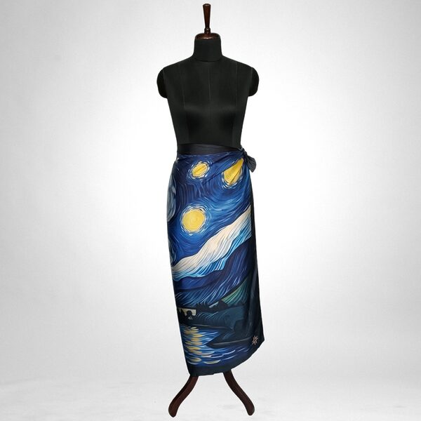 Luxury Designer Poly Silk Scarf | Soft & Lightweight Starry Night 08 | Hazelglow
