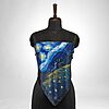 Luxury Designer Poly Silk Scarf | Soft & Lightweight | Starry Night Hazelglow 18