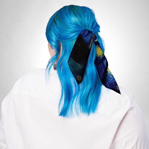 Luxury Designer Poly Silk Scarf | Soft & Lightweight Starry Night 04 Hazelglow