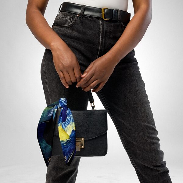Luxury Designer Poly Silk Scarf | Soft & Lightweight Starry Night 04 Hazelglow