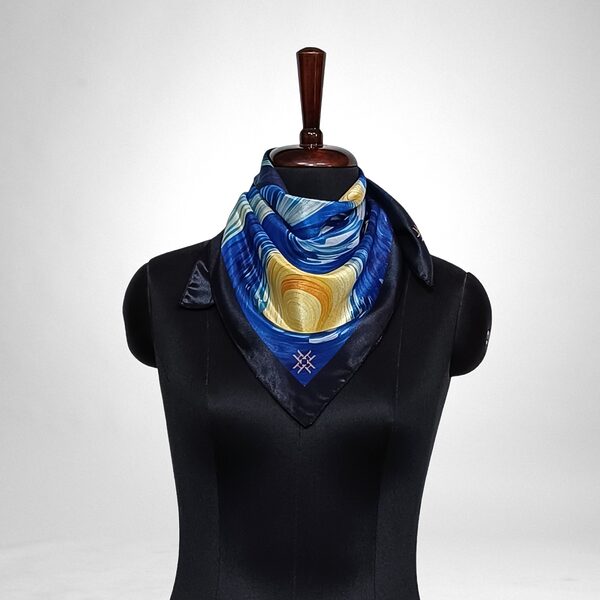 Luxury Designer Poly Silk Scarf | Soft & Lightweight Starry Night 01