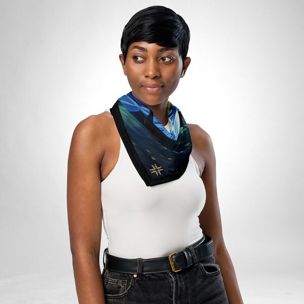 Luxury Designer Poly Silk Scarf | Soft & Lightweight Starry Night 01