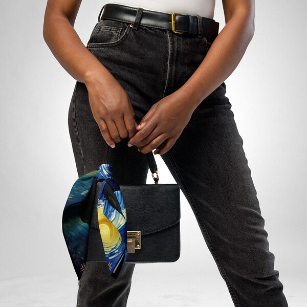 Luxury Designer Poly Silk Scarf | Soft & Lightweight Starry Night 01