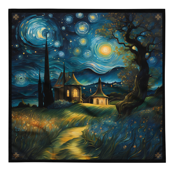 Luxury Designer Poly Silk Scarf | Soft & Lightweight Starry Night 07