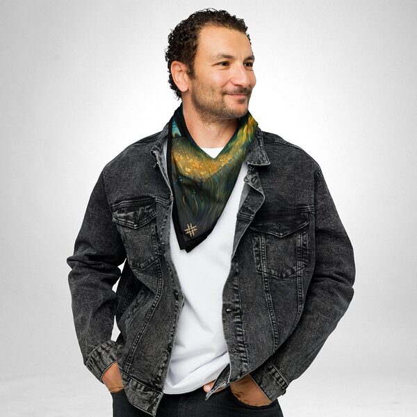 Luxury Designer Poly Silk Scarf | Soft & Lightweight Starry Night 07