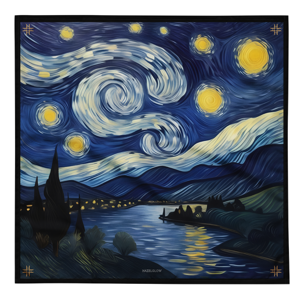 Luxury Designer Poly Silk Scarf | Soft & Lightweight Starry Night 08 | Hazelglow