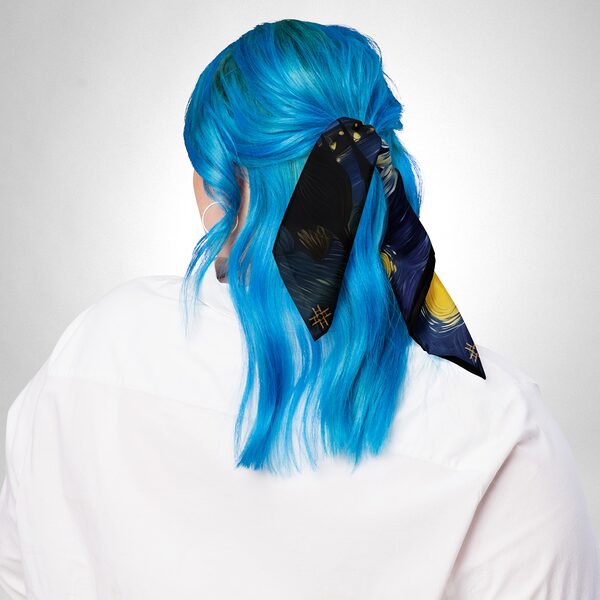 Luxury Designer Poly Silk Scarf | Soft & Lightweight Starry Night 08 | Hazelglow