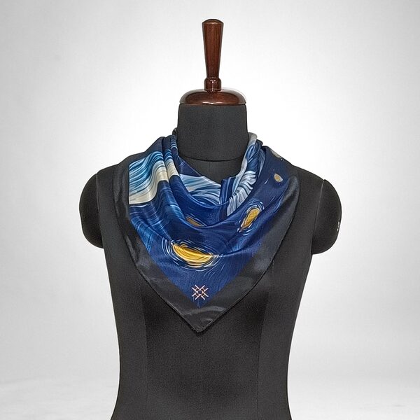 Luxury Designer Poly Silk Scarf | Soft & Lightweight Starry Night 08 | Hazelglow