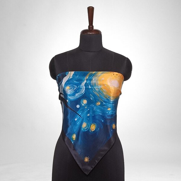 Luxury Designer Poly Silk Scarf | Soft & Lightweight | Starry Night 10